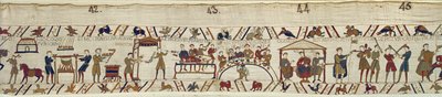 Sirvientes normandos preparando un banquete para Guillermo, Tapiz de Bayeux de Unbekannt Unbekannt